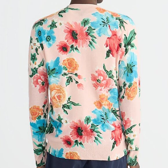 NWT J Crew 100% Cashmere Floral Flower Cardigan Sweater Mens Large - Picture 3 of 8